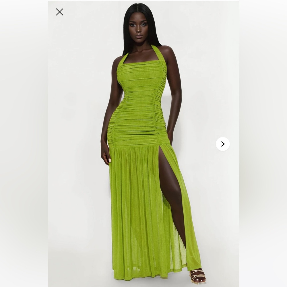 Fashion Nova Lime Green Backless Dress